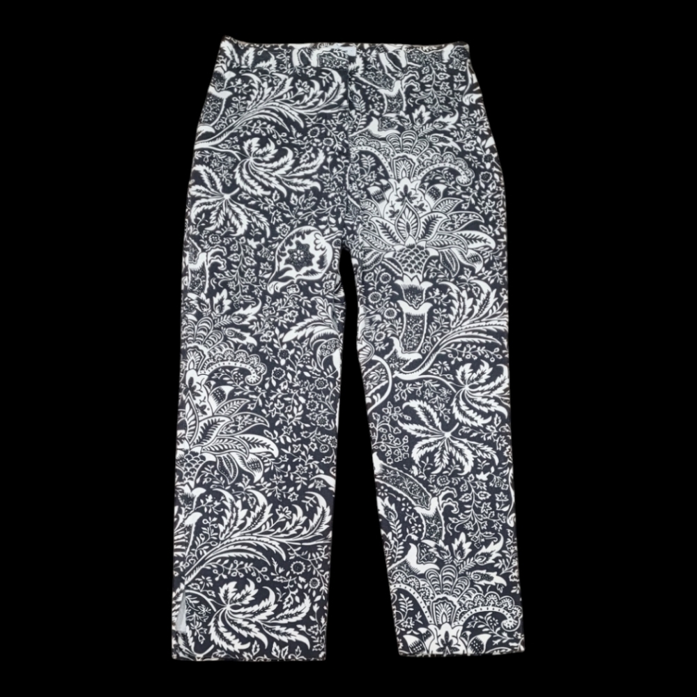ESS Ladies Black and White Floral Crop Pants